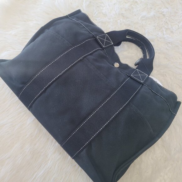 Hermes Canvas Fourre Tout MM Canvas Tote Bag Black - Picture 4 of 15